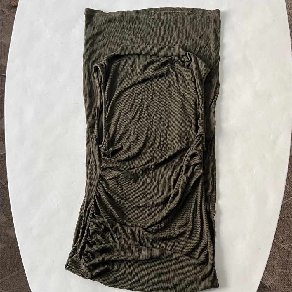 ENZA COSTA Silk Blend Knit Sleeveless Twist Ruched Midi Dress Army Green L $260 - Picture 9 of 11